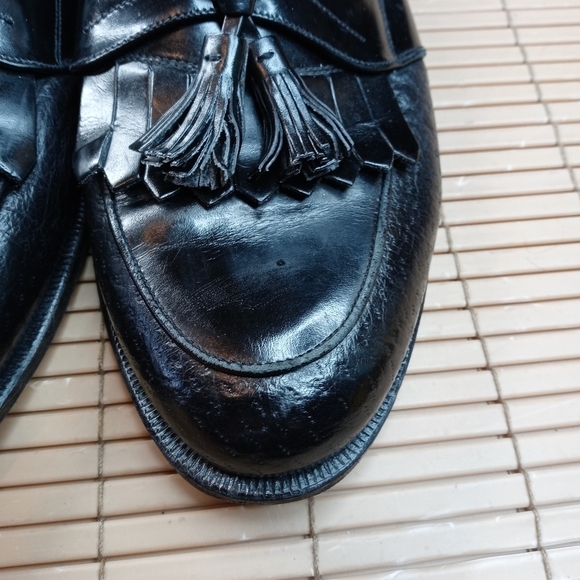 Johnston Murphy Domani Black Leather kiltie tassel Loafer made in Italy … - Picture 8 of 11